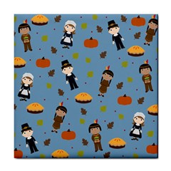 Pilgrims And Indians Pattern - Thanksgiving Tile Coasters by Valentinaart