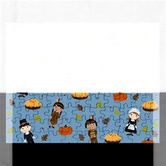 Pilgrims And Indians Pattern - Thanksgiving Rectangular Jigsaw Puzzl by Valentinaart