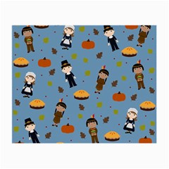 Pilgrims And Indians Pattern - Thanksgiving Small Glasses Cloth by Valentinaart