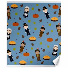 Pilgrims And Indians Pattern - Thanksgiving Canvas 16  X 20   by Valentinaart