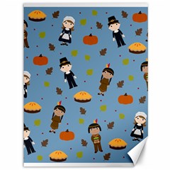 Pilgrims And Indians Pattern - Thanksgiving Canvas 36  X 48   by Valentinaart