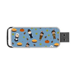 Pilgrims And Indians Pattern - Thanksgiving Portable Usb Flash (one Side) by Valentinaart