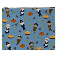 Pilgrims And Indians Pattern - Thanksgiving Cosmetic Bag (xxxl)  by Valentinaart