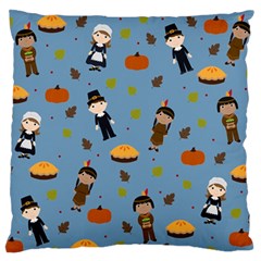 Pilgrims And Indians Pattern - Thanksgiving Standard Flano Cushion Case (one Side) by Valentinaart