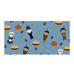 Pilgrims And Indians Pattern - Thanksgiving Satin Wrap