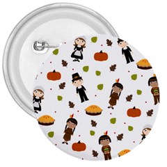 Pilgrims And Indians Pattern - Thanksgiving 3  Buttons by Valentinaart