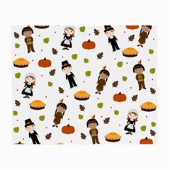 Pilgrims And Indians Pattern - Thanksgiving Small Glasses Cloth by Valentinaart