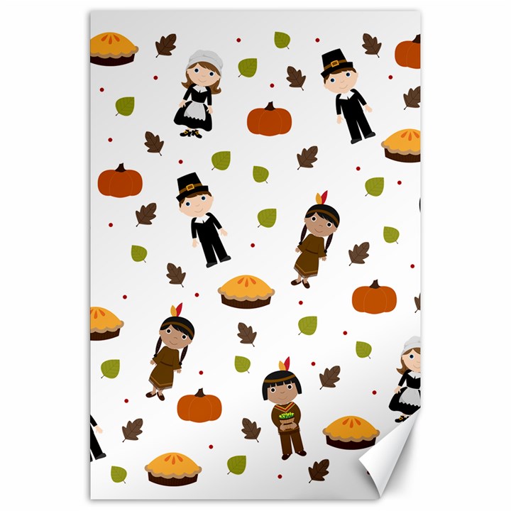 Pilgrims and Indians pattern - Thanksgiving Canvas 20  x 30  