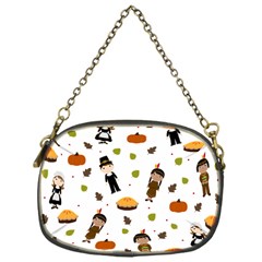 Pilgrims And Indians Pattern - Thanksgiving Chain Purses (one Side)  by Valentinaart