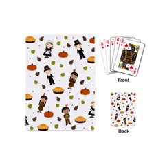 Pilgrims And Indians Pattern - Thanksgiving Playing Cards (mini)  by Valentinaart