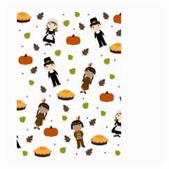 Pilgrims And Indians Pattern - Thanksgiving Large Garden Flag (two Sides) by Valentinaart