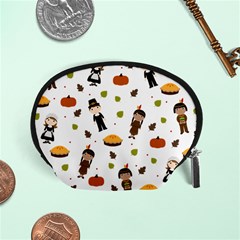 Pilgrims And Indians Pattern - Thanksgiving Accessory Pouches (small)  by Valentinaart