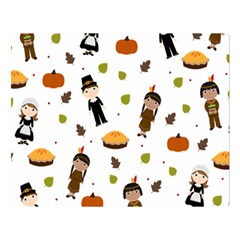 Pilgrims And Indians Pattern - Thanksgiving Double Sided Flano Blanket (large)  by Valentinaart