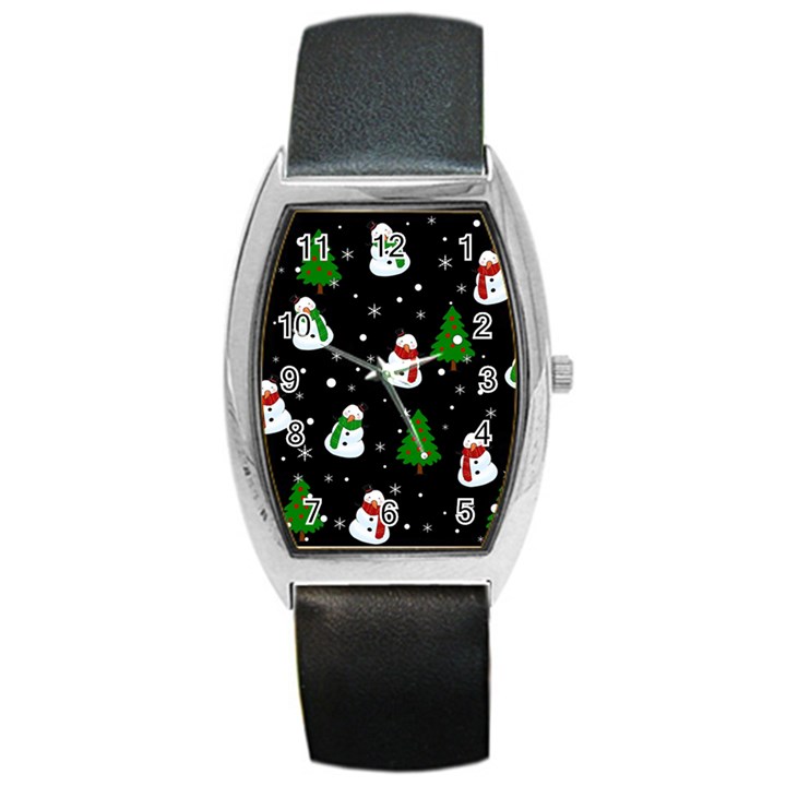 Snowman pattern Barrel Style Metal Watch