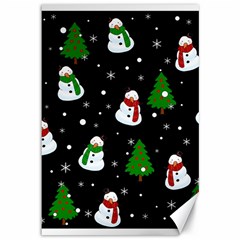 Snowman Pattern Canvas 12  X 18   by Valentinaart