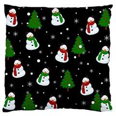 Snowman Pattern Large Flano Cushion Case (one Side) by Valentinaart