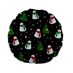 Snowman Pattern Standard 15  Premium Flano Round Cushions by Valentinaart