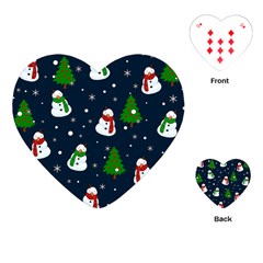 Snowman Pattern Playing Cards (heart)  by Valentinaart