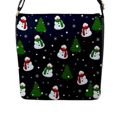 Snowman Pattern Flap Messenger Bag (l) 