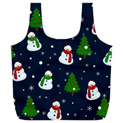 Snowman Pattern Full Print Recycle Bags (l)  by Valentinaart