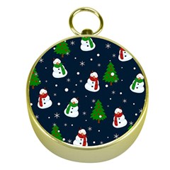 Snowman Pattern Gold Compasses by Valentinaart