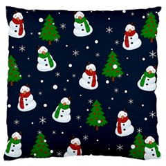 Snowman Pattern Large Flano Cushion Case (one Side) by Valentinaart