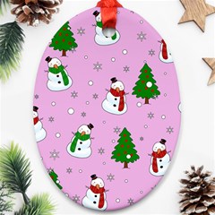 Snowman Pattern Oval Ornament (two Sides) by Valentinaart