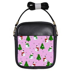 Snowman Pattern Girls Sling Bags by Valentinaart