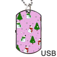 Snowman Pattern Dog Tag Usb Flash (two Sides) by Valentinaart