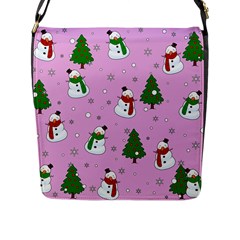 Snowman Pattern Flap Messenger Bag (l) 