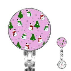 Snowman Pattern Stainless Steel Nurses Watch by Valentinaart