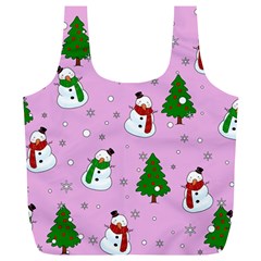 Snowman Pattern Full Print Recycle Bags (l)  by Valentinaart