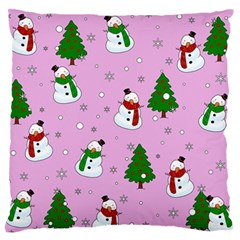 Snowman Pattern Large Flano Cushion Case (one Side) by Valentinaart