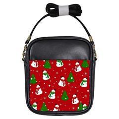 Snowman Pattern Girls Sling Bags by Valentinaart