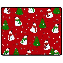 Snowman Pattern Double Sided Fleece Blanket (medium)  by Valentinaart