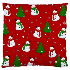 Snowman Pattern Large Flano Cushion Case (one Side) by Valentinaart