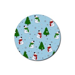 Snowman Pattern Rubber Round Coaster (4 Pack)  by Valentinaart