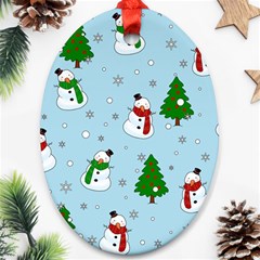 Snowman Pattern Oval Ornament (two Sides) by Valentinaart