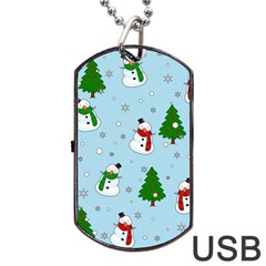 Snowman Pattern Dog Tag Usb Flash (two Sides) by Valentinaart