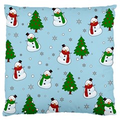 Snowman Pattern Large Flano Cushion Case (one Side) by Valentinaart