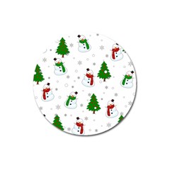 Snowman Pattern Magnet 3  (round) by Valentinaart