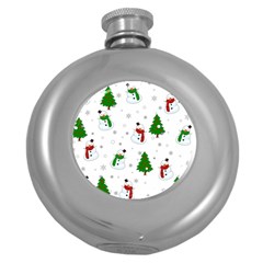 Snowman Pattern Round Hip Flask (5 Oz) by Valentinaart