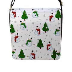 Snowman Pattern Flap Messenger Bag (l) 