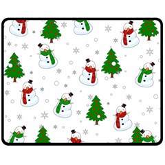 Snowman Pattern Double Sided Fleece Blanket (medium)  by Valentinaart