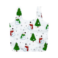 Snowman Pattern Full Print Recycle Bags (m)  by Valentinaart