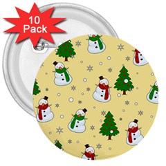 Snowman Pattern 3  Buttons (10 Pack)  by Valentinaart