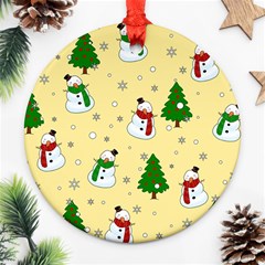 Snowman Pattern Round Ornament (two Sides) by Valentinaart