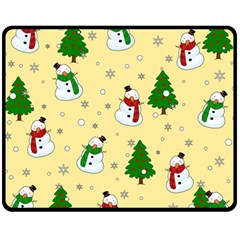 Snowman Pattern Fleece Blanket (medium)  by Valentinaart