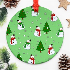 Snowman Pattern Ornament (round) by Valentinaart