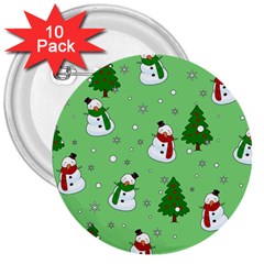 Snowman Pattern 3  Buttons (10 Pack)  by Valentinaart